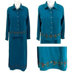 Fall Autumn Dress Set Large Jane Ashley 2 Piece Maxi Y2K